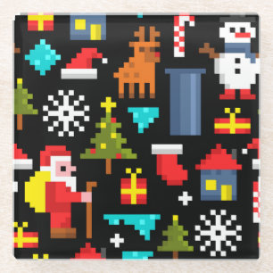 Pixel Christmas Glass Coaster