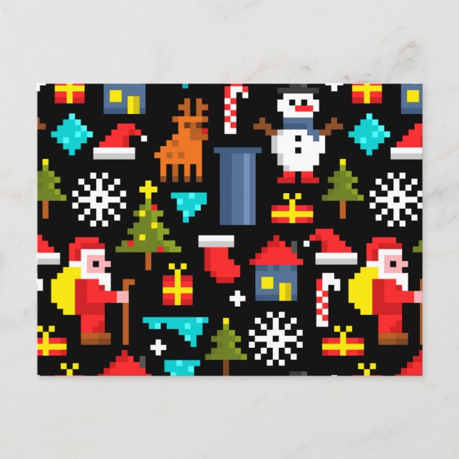 Pixel Christmas Holiday Postcard (Front)
