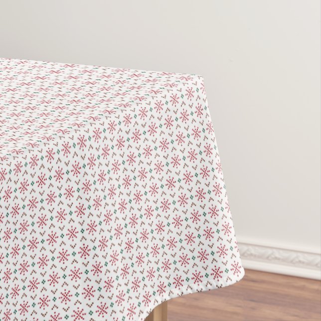 Pixel Christmas Snowflakes Tablecloth (In Situ)