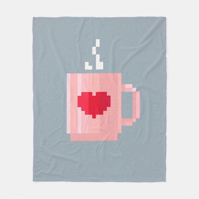 Pixel Coffee Cup Outdoor/Indoor Rug Fleece Blanket (Front)