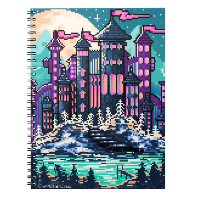 Pixel colourful castle  notebook (Front)