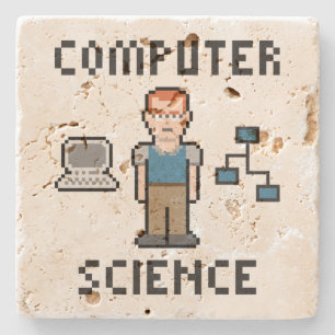 Pixel Computer Science Travertine Coaster