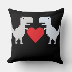 Pixel Dino Love – Cute Retro Throw Pillow