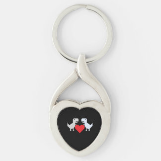 Pixel Dinosaur Love – Cute Keychain Gift for Coupl