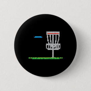 Pixel Disc Golf Frisbee Golfer Frolf Men Boys Kids 6 Cm Round Badge