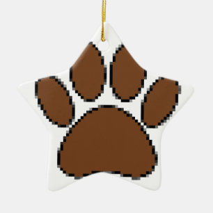 Pixel Dog Paw Print Ceramic Tree Decoration