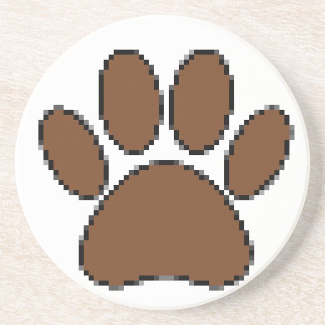 Pixel Dog Paw Print Coaster (Front)