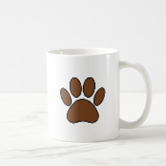 Pixel Dog Paw Print Coffee Mug (Right)