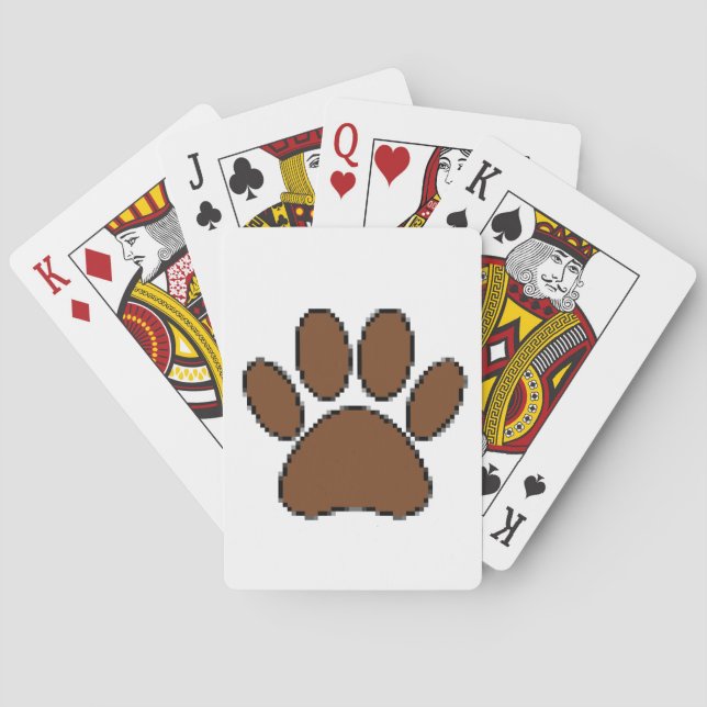 Pixel Dog Paw Print Playing Cards (Back)