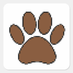 Pixel Dog Paw Print Square Sticker