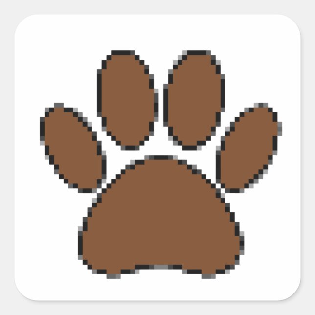 Pixel Dog Paw Print Square Sticker (Front)