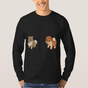 Pixel Dogs Pomeranian And Shiba Inu T-Shirt