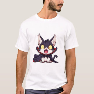 Pixel Dracula Cat – Shock Cute Vampire 8-Bit Cat T-Shirt