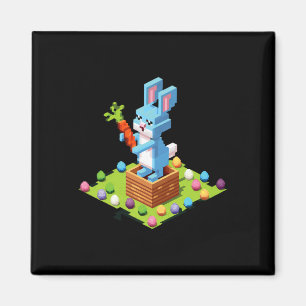 Pixel Easter Bunny Video Gamer Egg Hunting Funny B Magnet