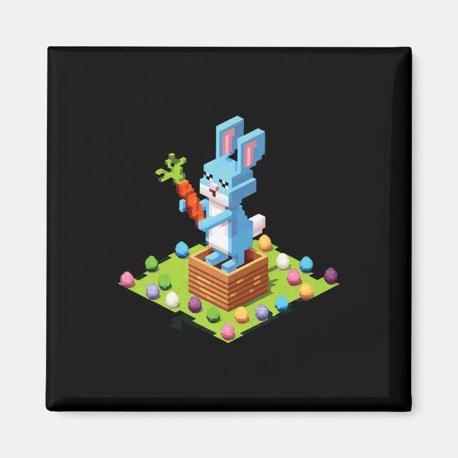 Pixel Easter Bunny Video Gamer Egg Hunting Funny B Magnet (Front)