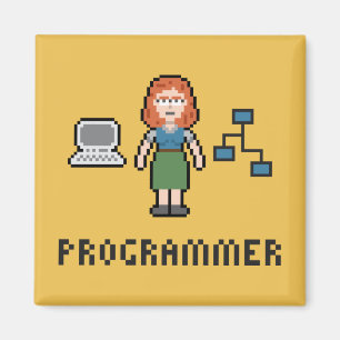Pixel Female Programmer Magnet