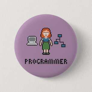 Pixel Female Programmer Round Button