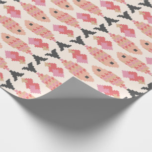 Pixel Fish and Hearts Pattern Wrapping Paper