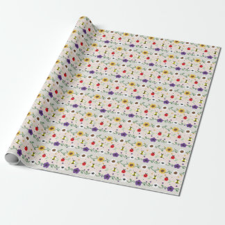 Pixel Floral Garden Pattern Wrapping Paper