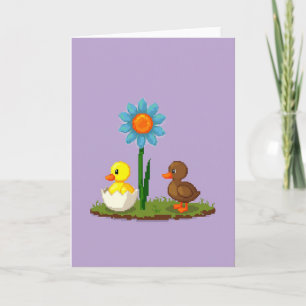 Pixel Flower Friends Cute Card