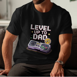 Pixel Font Neon Gamer Dad Shirt With Controller