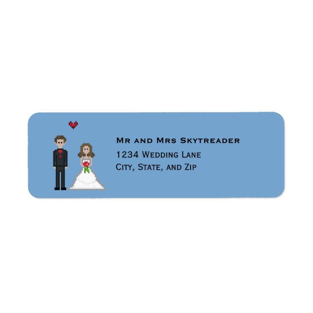Pixel Gamer Bride & Groom Wedding Return Address (Front)