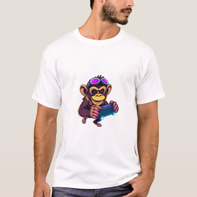Pixel Gamer Monkey Fun T-Shirt (Front)