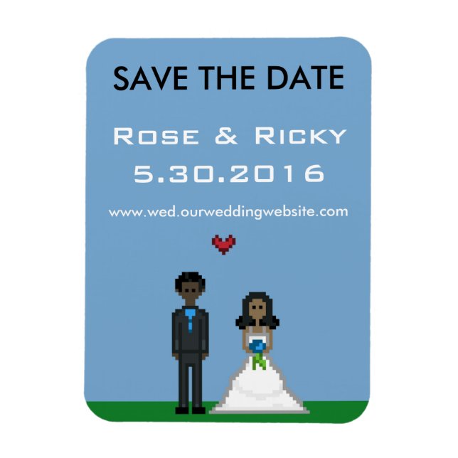Pixel Gamer Save the Date Wedding Magnet (Vertical)