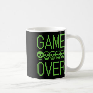 Pixel Gamer Skull Game Over Retro Video Game Arcad Coffee Mug