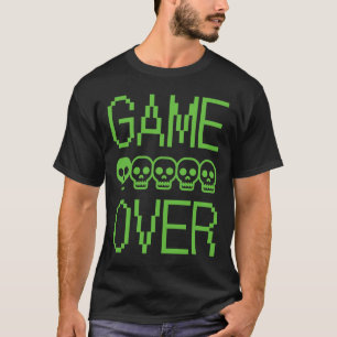 Pixel Gamer Skull Game Over Retro Video Game Arcad T-Shirt