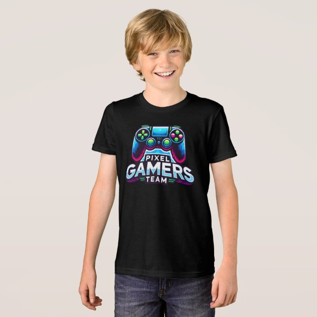 Pixel Gamers Team – Future Gamer Kids Tri-Blend Shirt (Front Full)