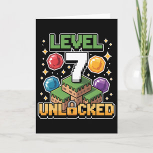 Pixel Gaming 7 Year Old Video Game 7th Birthday Bo Card