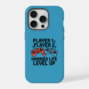 Pixel Gaming Couple Level Up Design iPhone 15 Pro Case