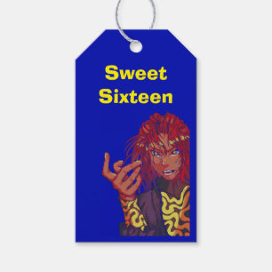 Pixel girl, sweet sixteen, happy Birthday! Gift Tags