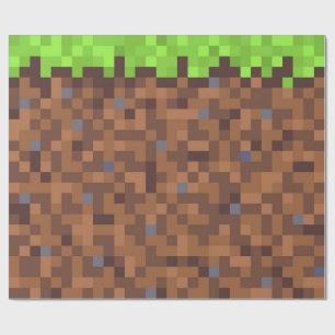 Pixel grass gamer birthday  wrapping paper