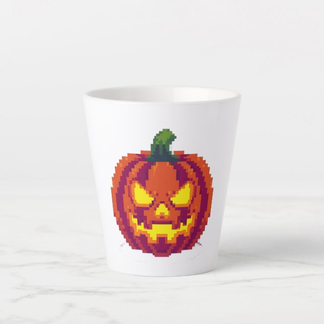 Pixel Halloween Pumpkin  Latte Mug (Front)