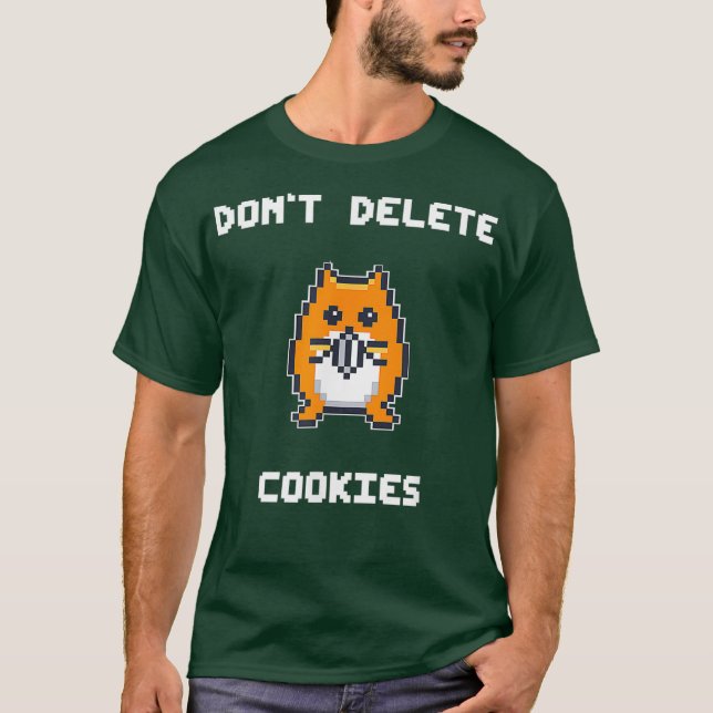 Pixel Hamster Dont Delete Cookies Nerd T-Shirt (Front)