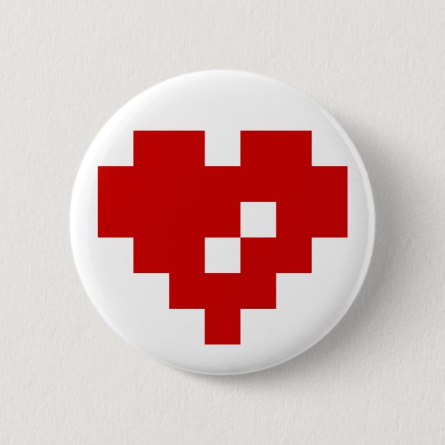 Pixel Heart 8 Bit Love 6 Cm Round Badge (Front)