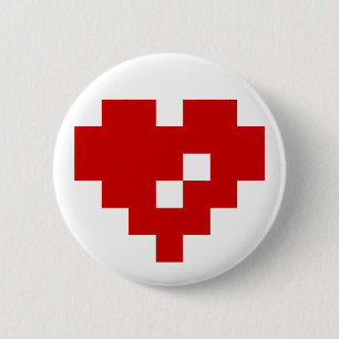 Pixel Heart 8 Bit Love 6 Cm Round Badge