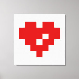 Pixel Heart 8 Bit Love Canvas Print