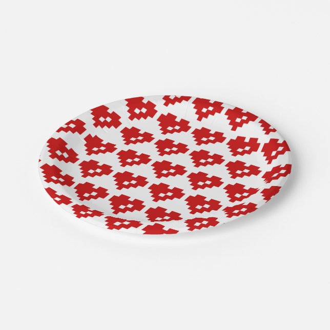 Pixel Heart 8 Bit Love Paper Plate (Angled)