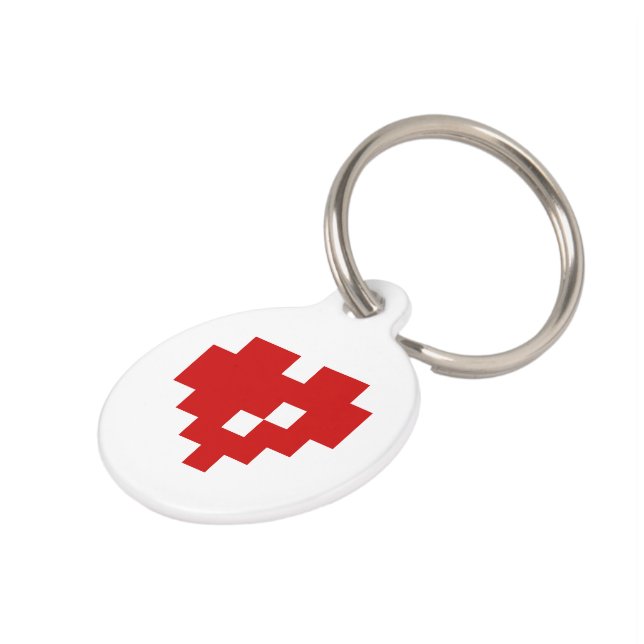 Pixel Heart 8 Bit Love Pet Tag (Side)