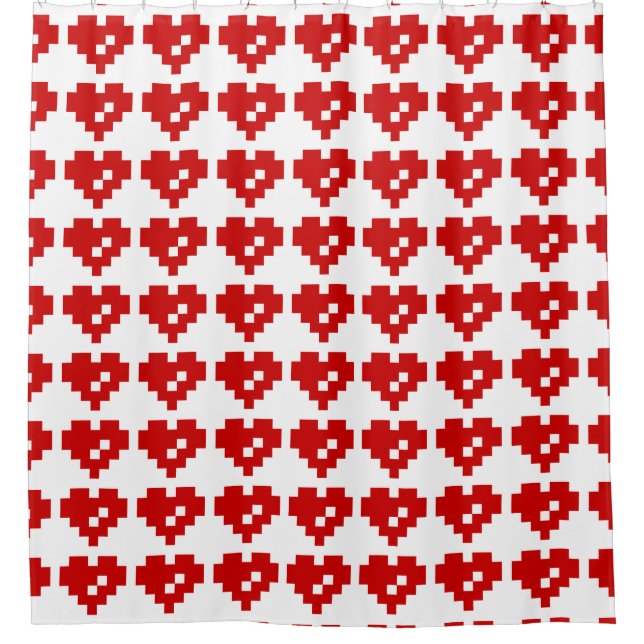Pixel Heart 8 Bit Love Shower Curtain (Front)