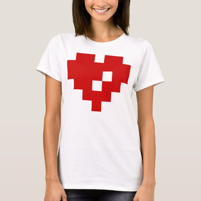 Pixel Heart 8 Bit Love T-Shirt (Front)