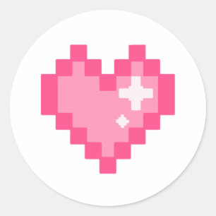 Pixel heart classic round sticker