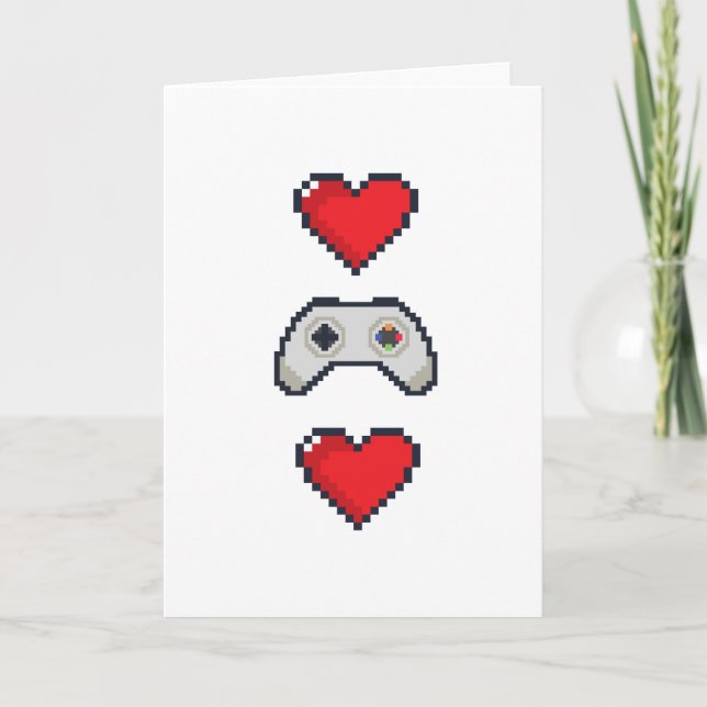 Pixel Heart & Controller - Valentine's Day Card (Front)