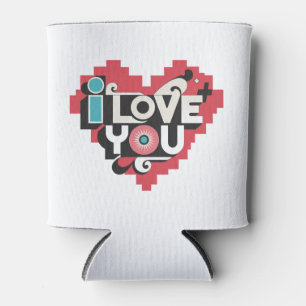 Pixel Heart I Love You Retro Typography Can Cooler