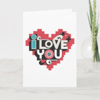 Pixel Heart I Love You Retro Typography 