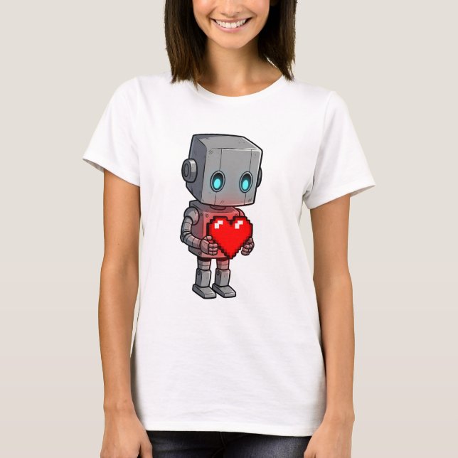Pixel Heart Robot T-Shirt (Front)