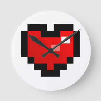 PIXEL HEART ROUND CLOCK